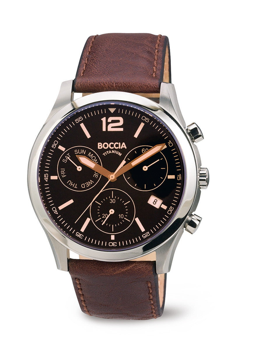 boccia-3757-01-herren-titan-chronograph-uhr-schwarz-braun-43mm image 3