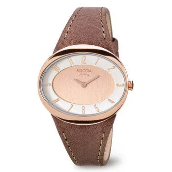 boccia-3165-18-damen-titan-uhr-oval-silber-ros-gold-braun-leder-31mm image 1