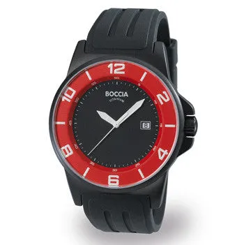 boccia-3535-14-herren-titanium-uhr-id-schwarz-rot-mit-kautschuk-45-mm image 1